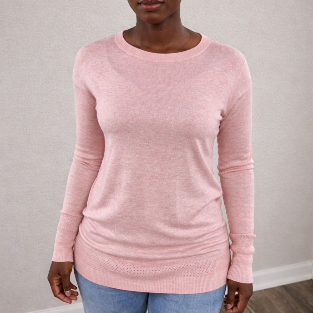 2/$20 A NEW DAY Light Peach Pink Heather Top Sweater